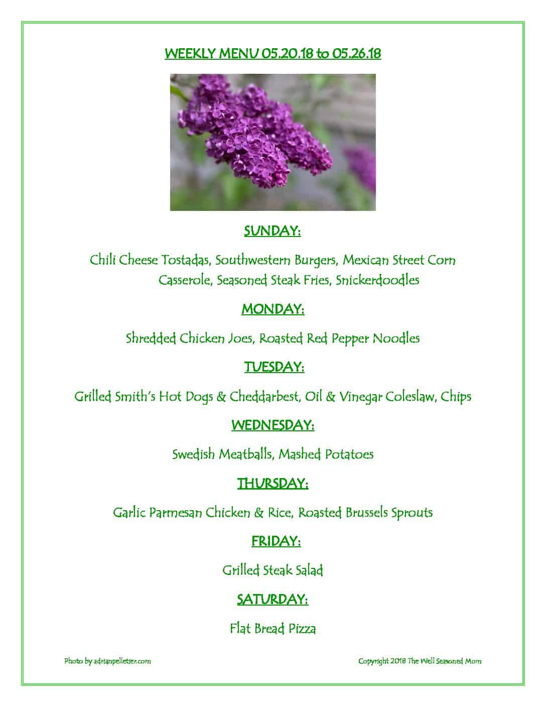 Weekly Menu 05.20.18