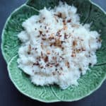 Baked Coconut Jasmine Rice with toasted coconut sprinkled on top