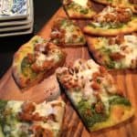 Naan sausage and pesto pizzette