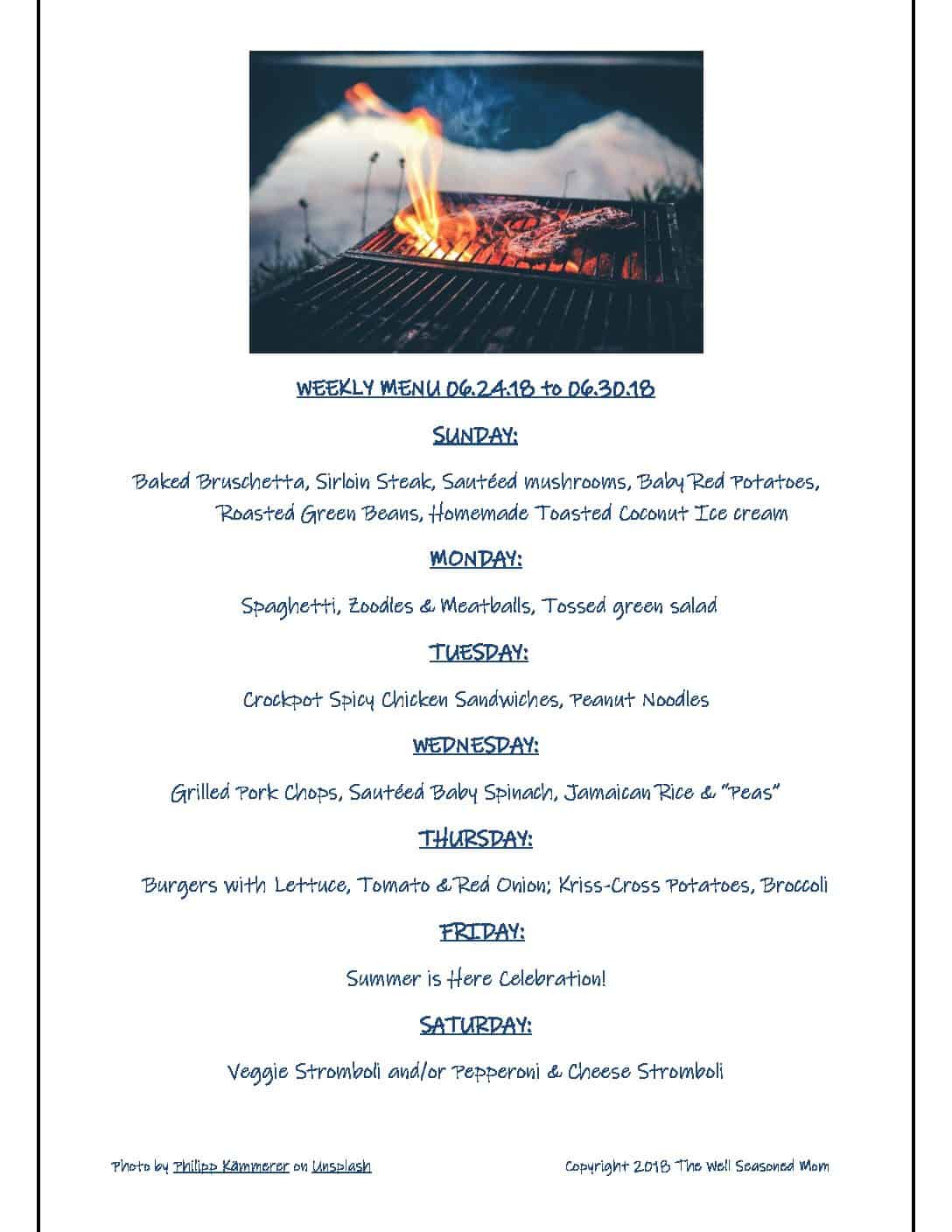 Weekly Menu 06.24.18