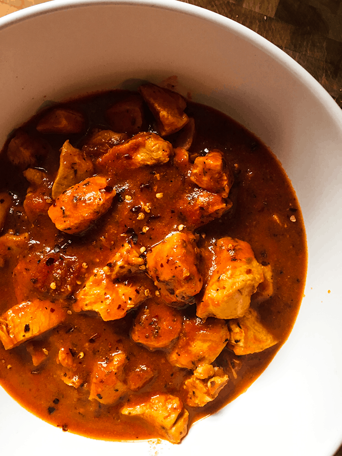 Chicken Fra Diavolo in a white bowl