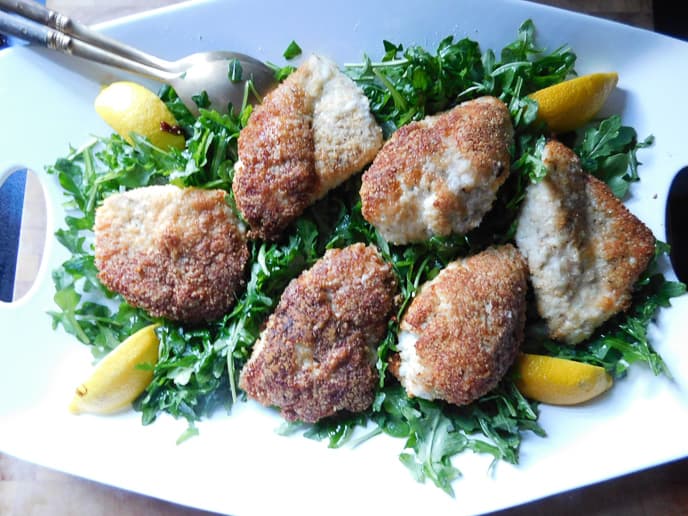 Lemon Chicken Parmesan with Arugula