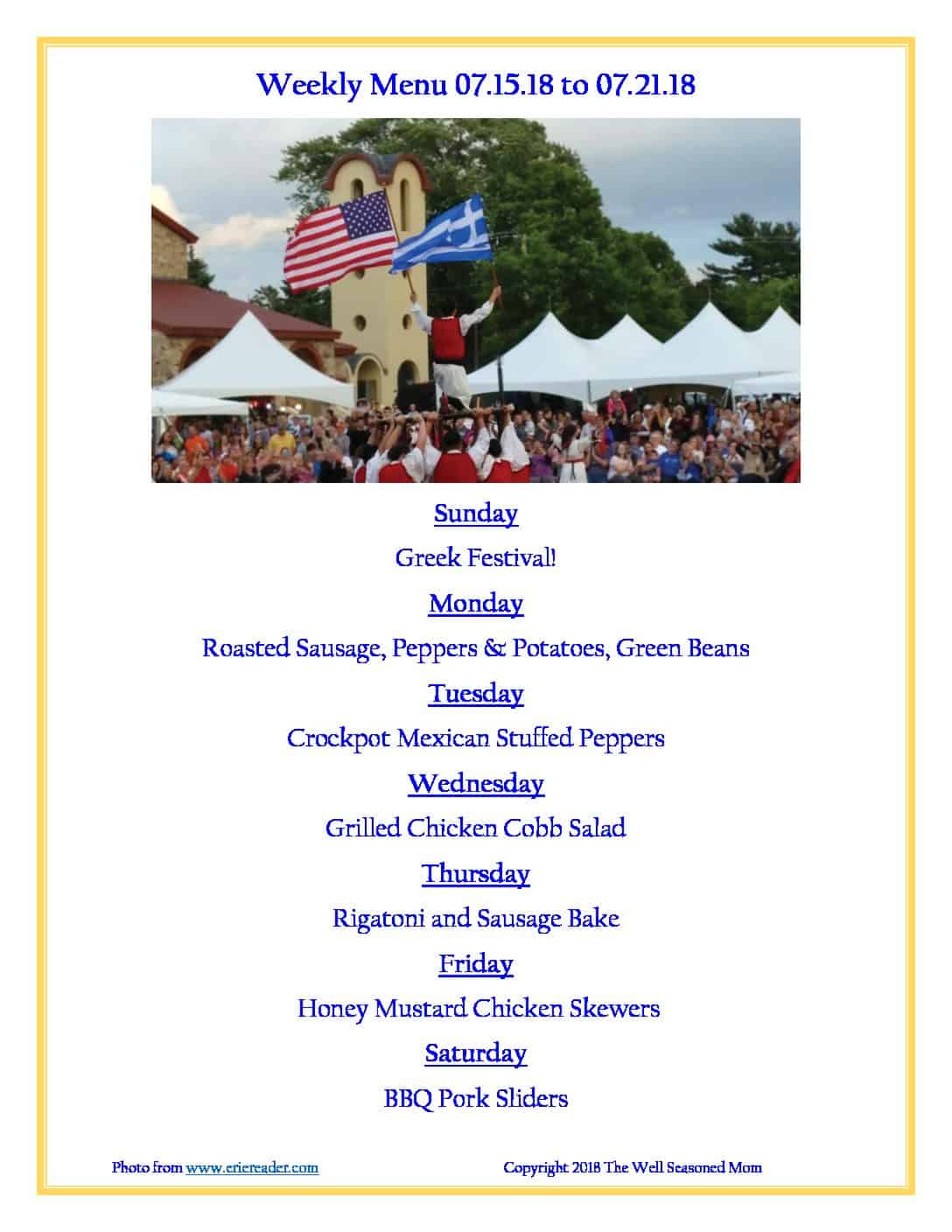 Weekly Menu 07.15.18