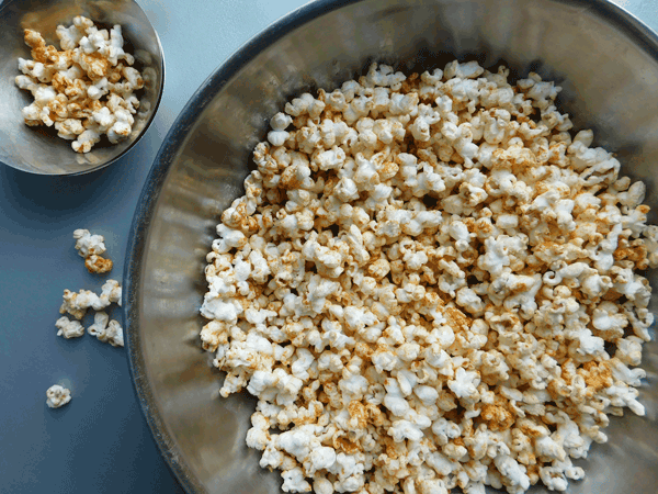Sweet & Spicy popcorn in a big bowl