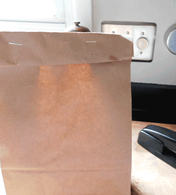 Brown Paper Bag stapled shut