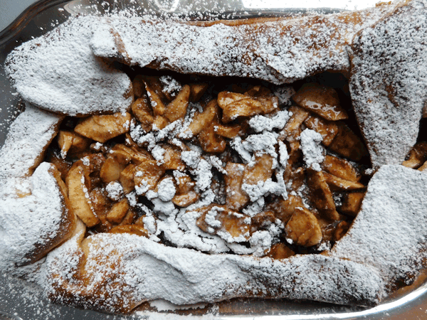 Confectioner's sugar coated free form apple dessert