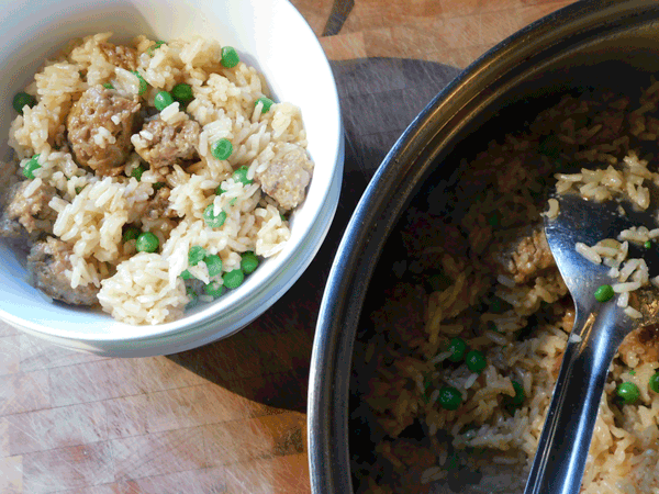 Sausage, Rice, Peas: Comfort Food in a Skillet