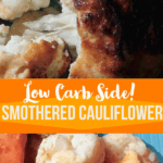 Pin with cooked coated cauliflower on top and bottom