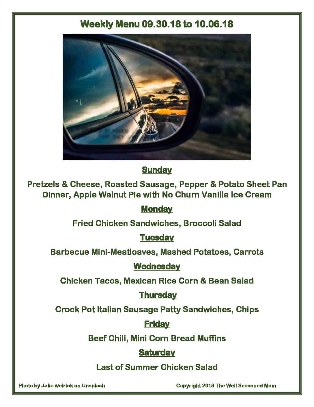 Weekly Menu 09.30.18