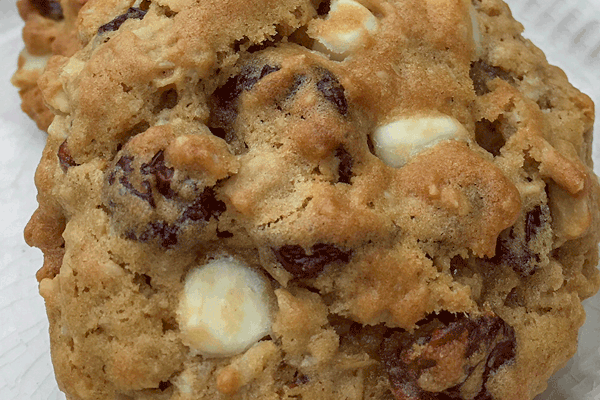 Loaded Oatmeal Cookies on white plate