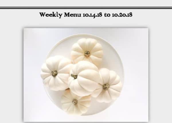 Weekly  Menu 10.14.18