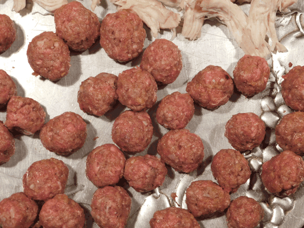 Mini-meatballs on a silver platter