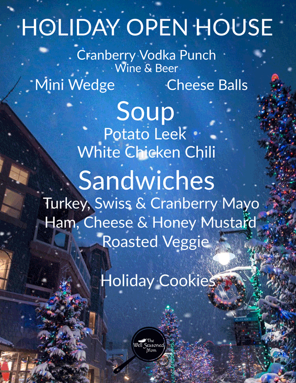 Menu for Holiday Open House