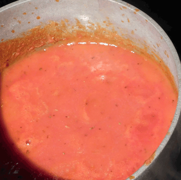 Tomao based sauce in a small pot