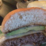 Closeup of southwestern cheeseburger
