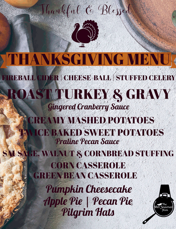 Full traditional Thanksgiving Menu