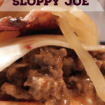 Closeup PIN of creamy cheesy sloppy joes