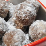 Closeup of chocolaty rum balls