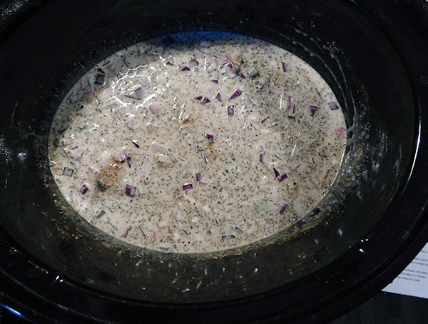 All ingredients mixed together in crockpot