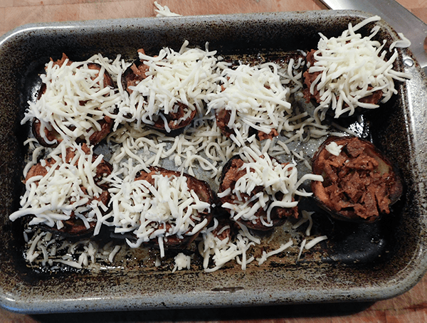 Potato skins filled with brisket and cheese