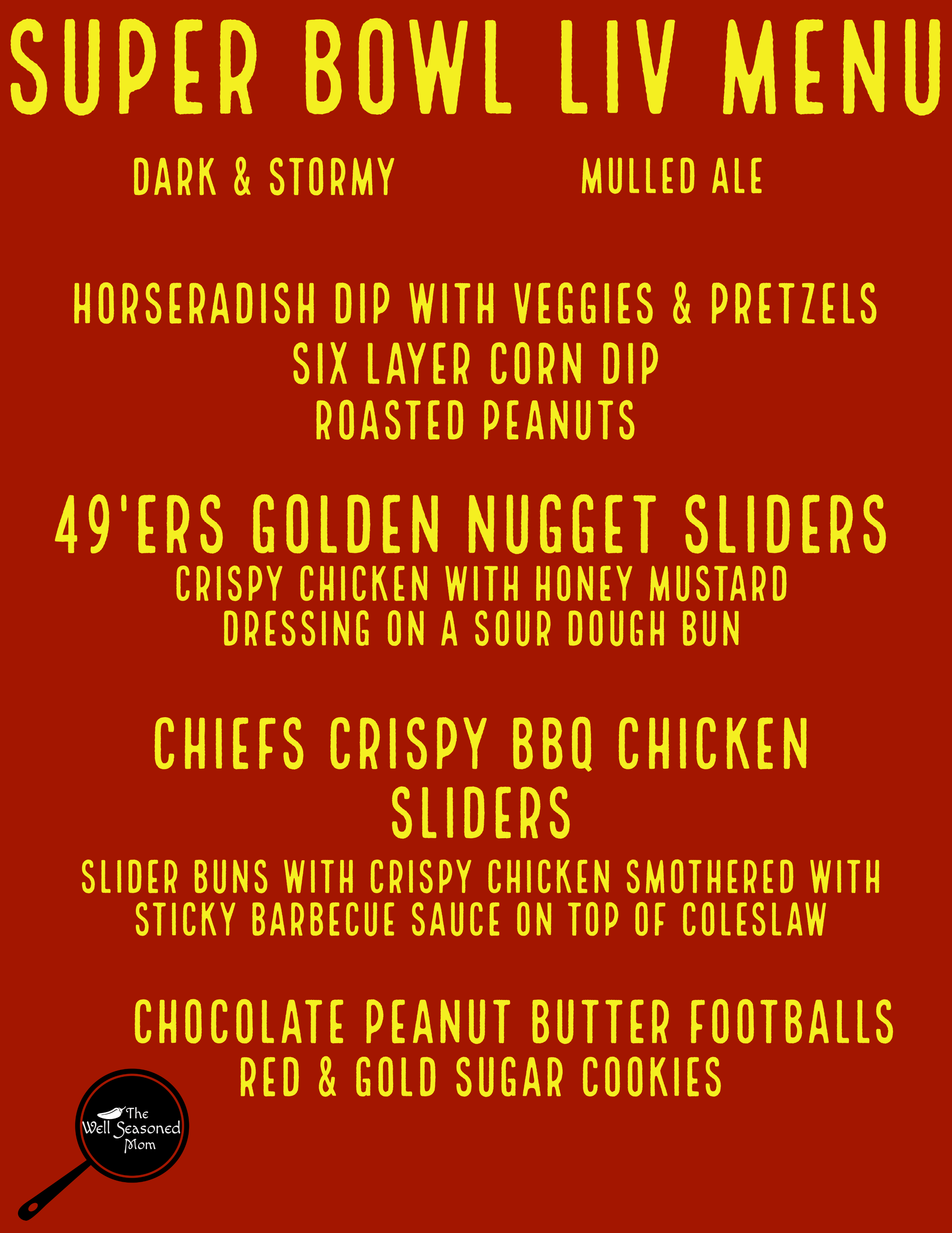 Super Bowl Menu