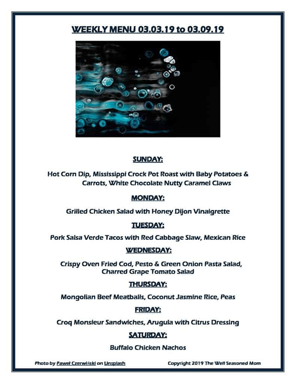 Weekly Menu 03.03.19