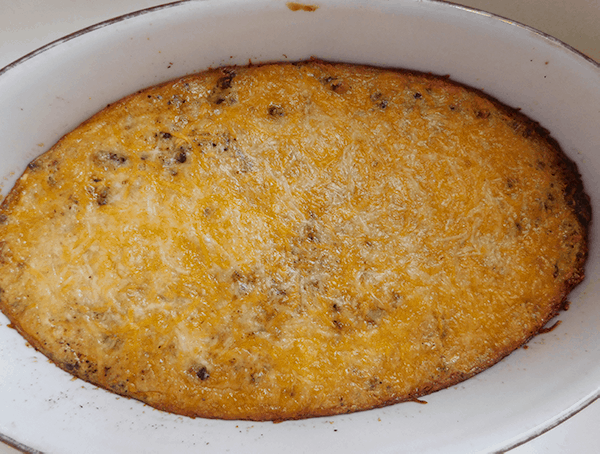 Cheeseburger Pie piping hot right out of the oven ready to eat