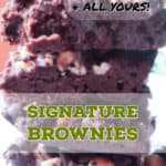PIN for Signature Brownies with a stack of brownies