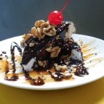 Side view of Klo0ndike Hot Fudge Sundae