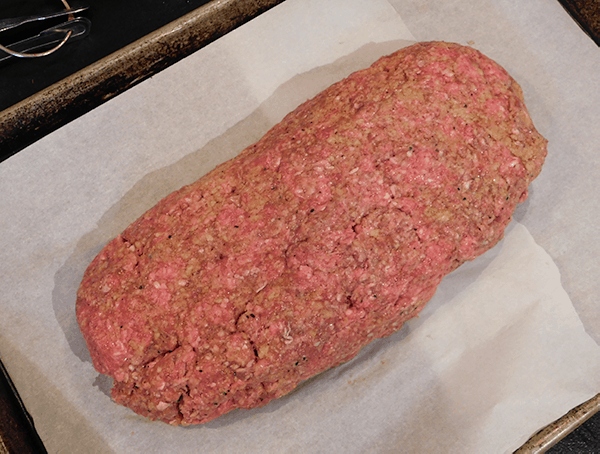 Freeform meatloaf on parchment paper