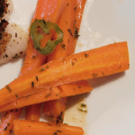 Closeup of cooked Sweet and Spicy Carrots