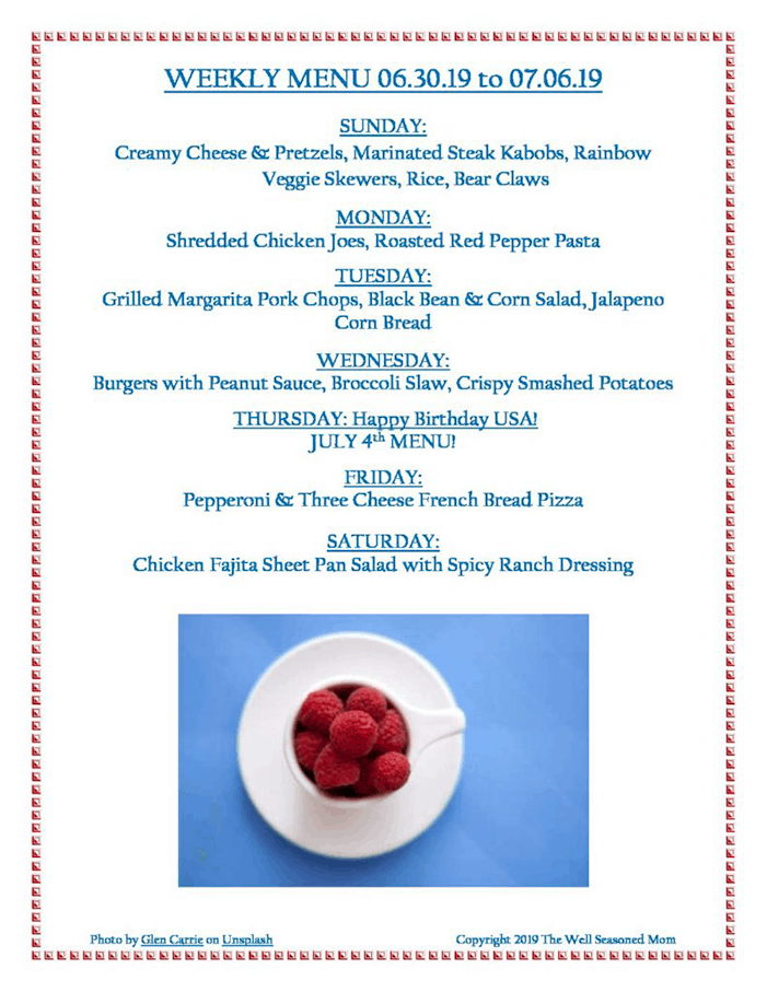 Weekly Menu 06.30.19