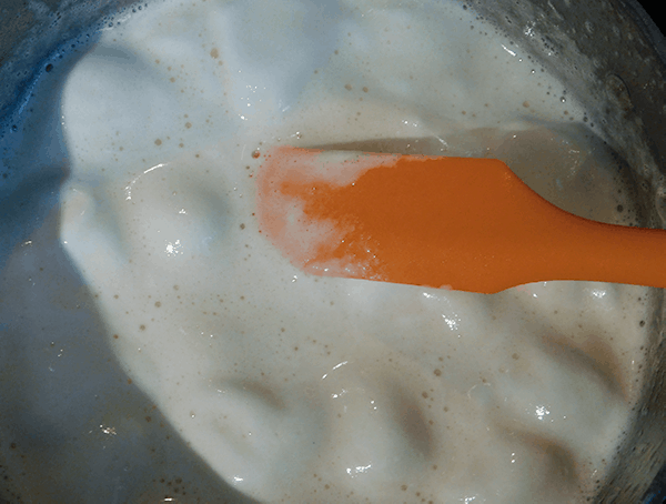 Milk and sugar form base when melting marshmallows
