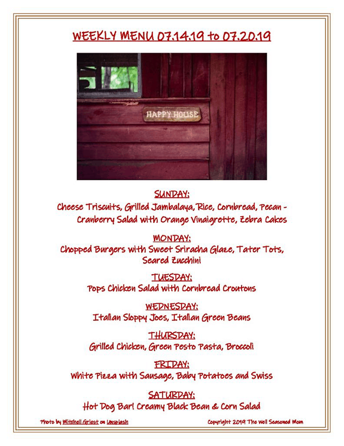 Weekly Menu 07.14.19