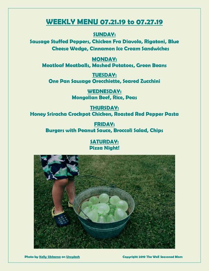 Weekly Menu 07.21.19