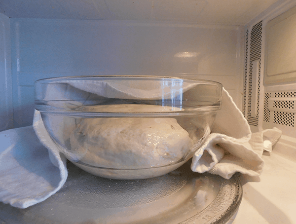Pizza Dough rising in the microwave