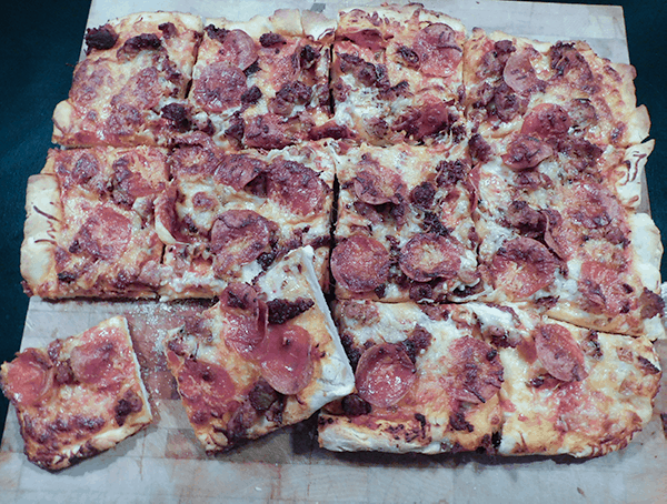 Sheet Pan Pizza made with homemade pizza dough