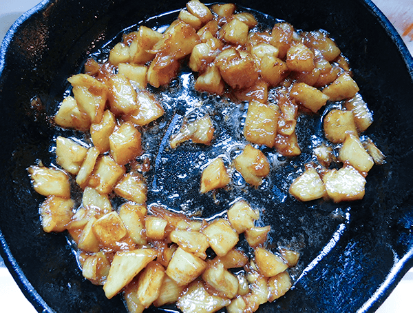 Pineapple Butter Rum in cast iron skillet