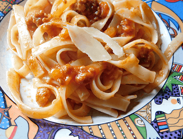 Sausage Ragu in noodles