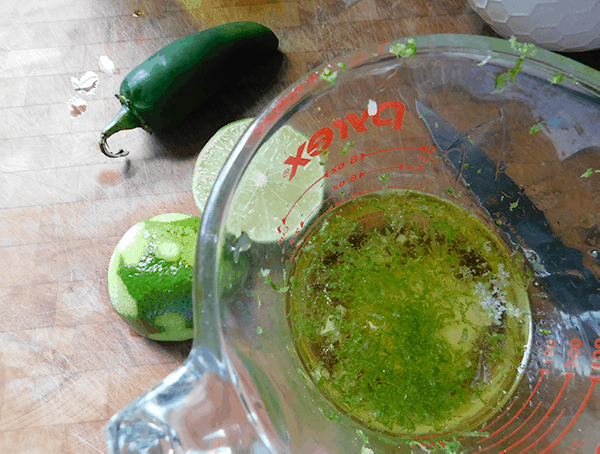 Marinade in measuring cup for Margarita Pork Chops