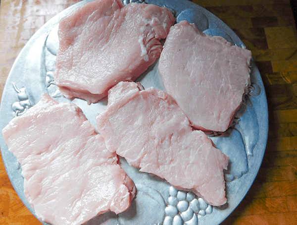 Pounded raw pork chops for Margarita Pork Chops