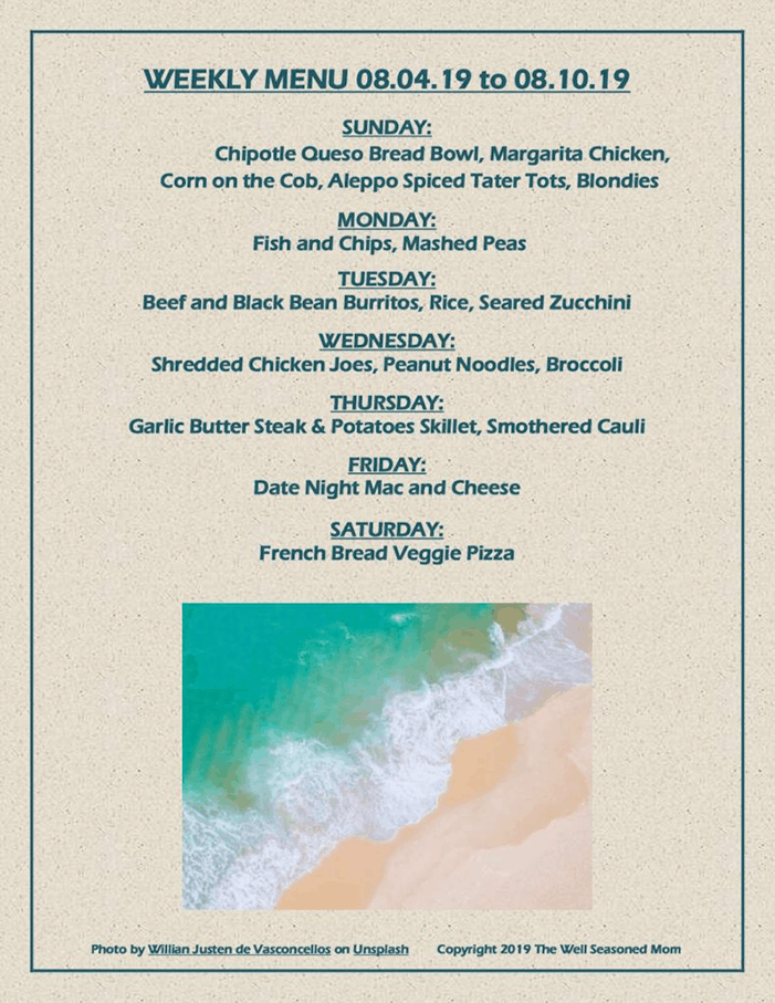 Weekly Menu 08.04.19