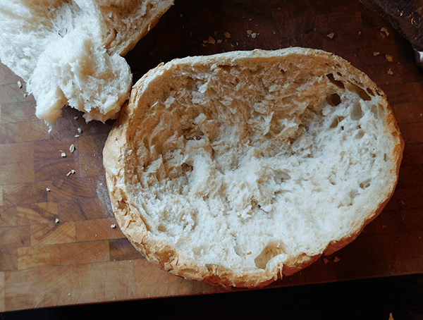 Bread Bowl cut and ready for dip