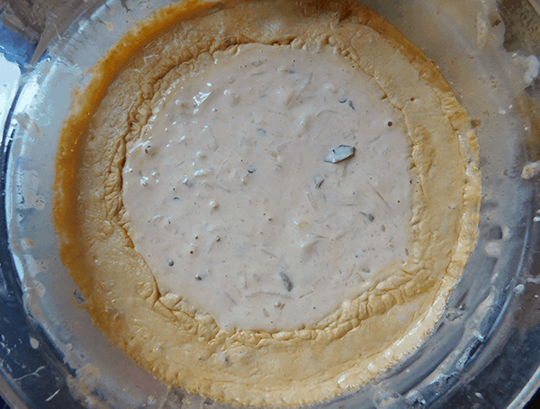 Cheese pre-melted in microwave for Queso Bread Bowl