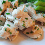 Closeup of Chive Chicken on a plate