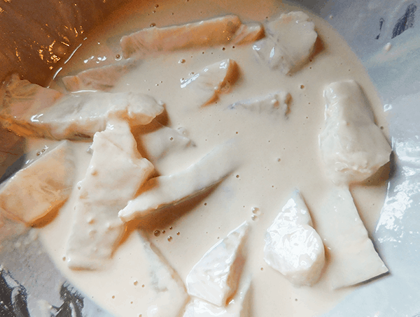 Fish in batter for Crispy Fried Fish 
