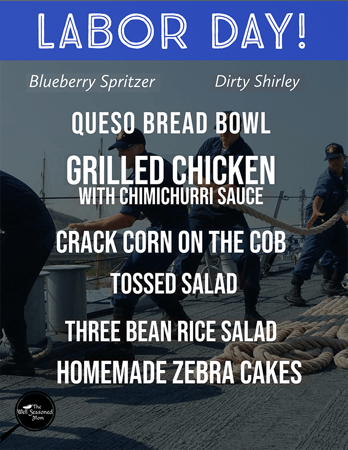 MENU for Labor Day 2019