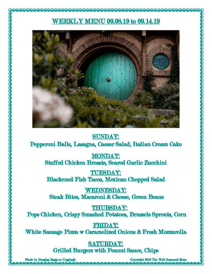 Weekly Menu 09.08.19