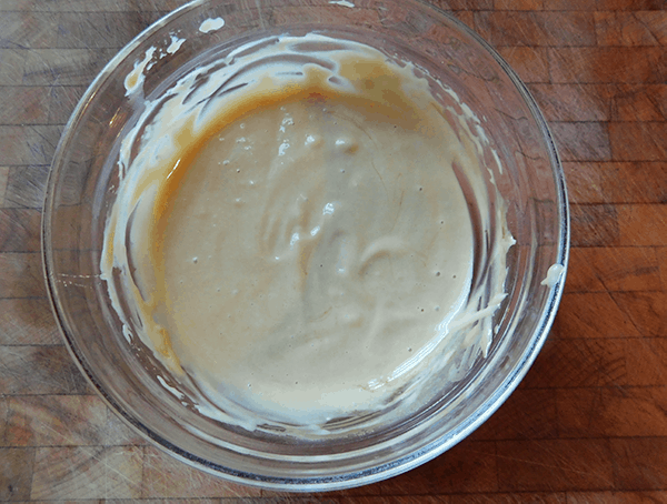 Honey Mustard in a bowl ready to put on chops