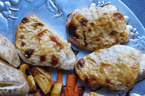 Honey Mustard Pork Chops on a Platter